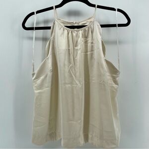 Monteau Ivory Cream Scalloped Hem Halter Top M